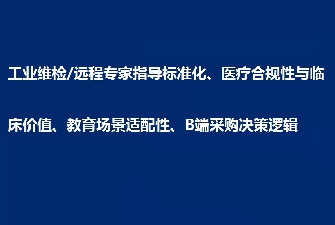 工业维检/远程专家指导标准化、医疗合规性与临床价值、教育场景适配性、B端采购决策逻辑